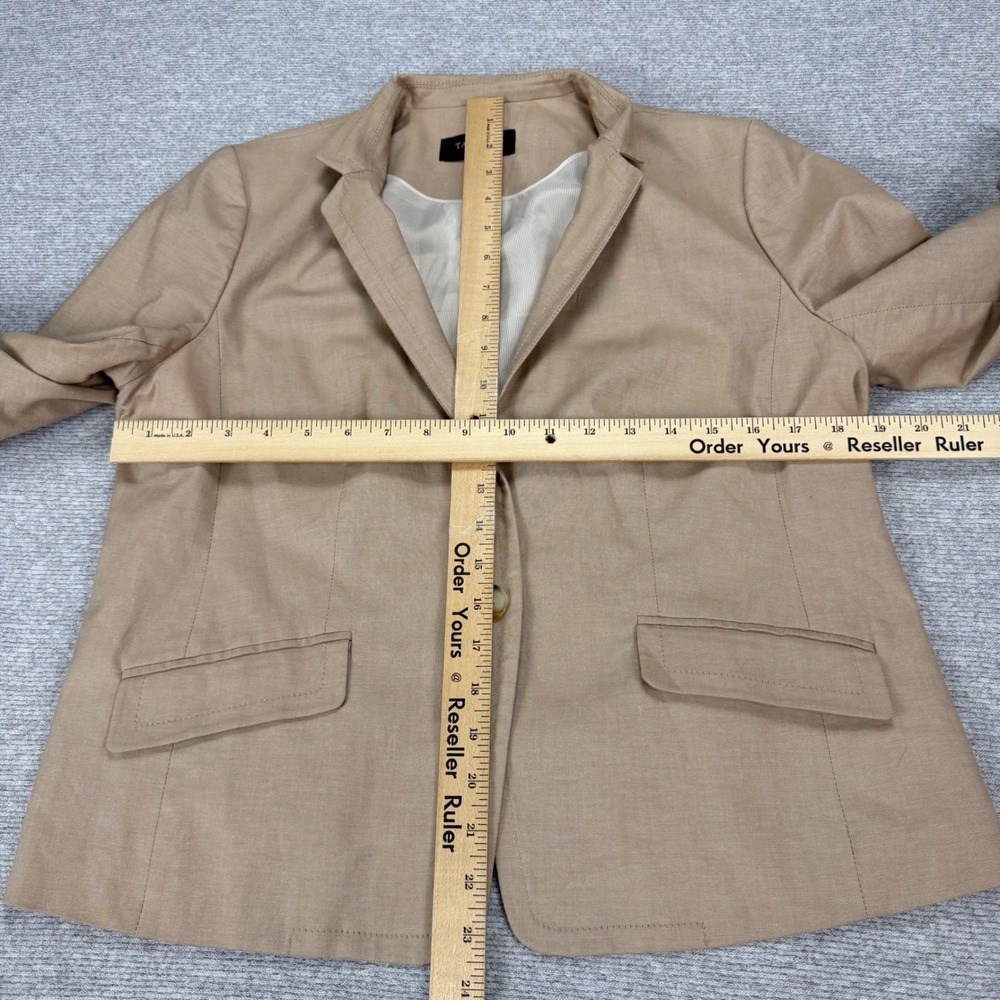 Talbots Petites Blazer Jacket Tan Khaki Cotton Blend 12P Single Button PH95 - Picture 5 of 14